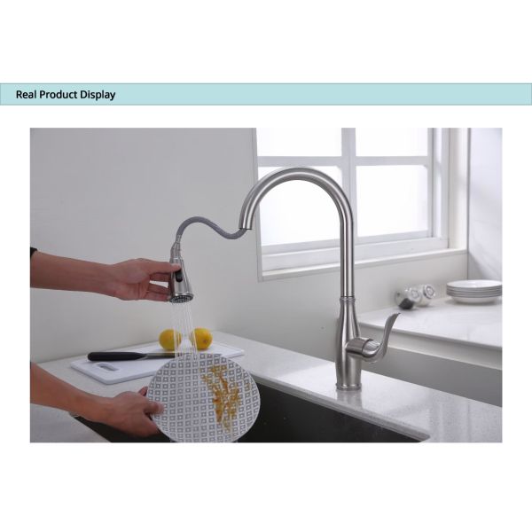 Cupc Ceramic Disc Cartridge Single Lever Kitchen Faucet With Pull Out Spray