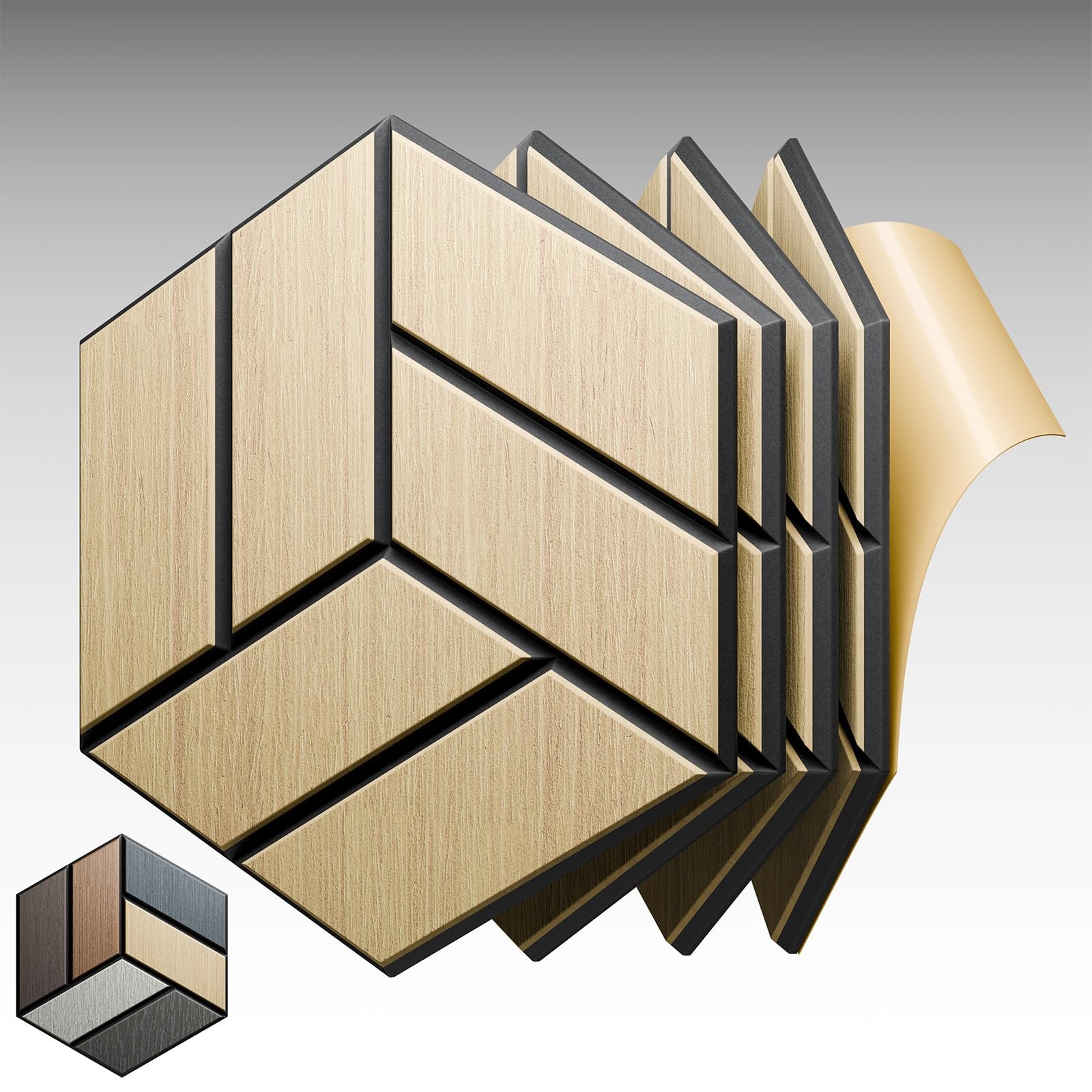 Hexagon Acoustic Wood Slat Panels PET Hexagon Wall Panel