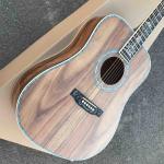 Real Abalone Inlay 41 Inch Koa Wood Round Body Classic Acoustic Guitar Free