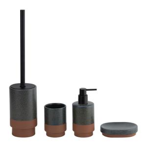 Wholesale Ceramic Bathroom Countertop Acceessories Sets Round Shape Two-tone Black Pump Soap Dispenser Household Products from china suppliers