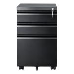 Black Steel Office Furniture 3 Drawer File Cabinet With Wheels