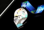 Blue Ribbon Rectangle Gold Engraved Zinc Alloy Custom Medals