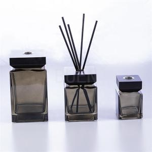 China Square Reed Glass Aromatherapy Diffuser Oil Bottle Transparent Black on sale