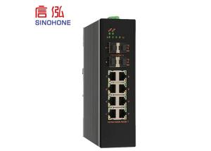 China Black Din Rail Gigabit Ethernet Switch 4 1000m Sfp Fx Ports + 8 10/100/1000m Tx Ports on sale