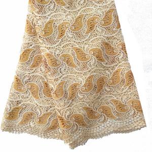 China Schiffli lace embroidery fabrics / aqua and blue nigeria cupion lace evening dress fabric on sale