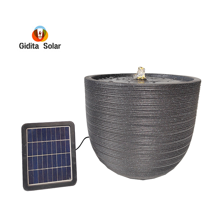 Outdoor Garden Decor Solar Water Fountain with Horizontal Stripes and Max Flow 200L/H