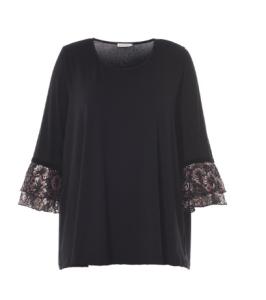 Wholesale Fashion Round Neck Ladies Oversized Shirts Casual Style With Flare Lace Cuff from china suppliers