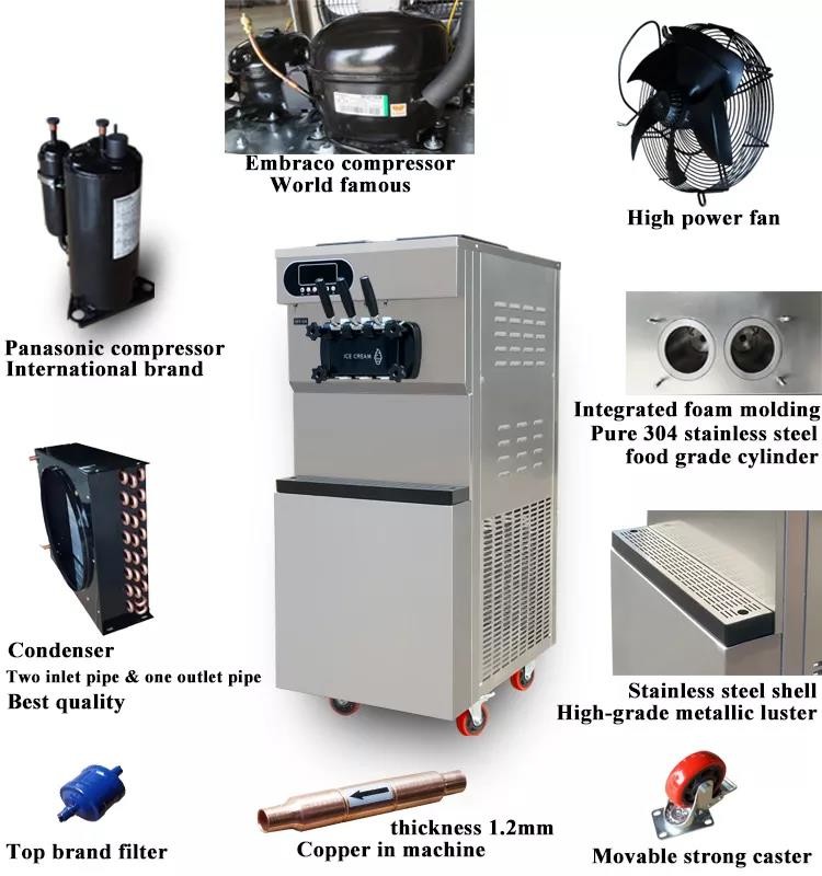 25-28l/H Commercial Ice Cream Machine 2+1 Mixed Flavor Domestic Soft Serve Machine