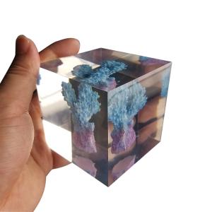 custom cube brick resin paper weight with inclusion embeddings