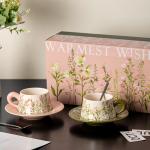 Lily Wind Bell Floral Cups And Saucers Set Perfect Gift For Business Occasions