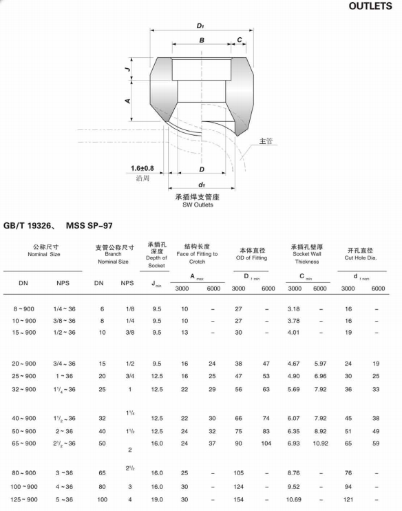 DN6-1200 Pressure 3000-6000lb Olet of Socket Welding for NXF ASTM A564/A564M AMS 5629 13-8Mo 1.4534 S13800 Pipe Fittings