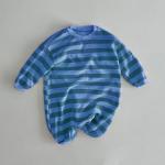 Puppy Baby Graphic Printed Striped Long Sleeve Newborn Romper Organic Cotton