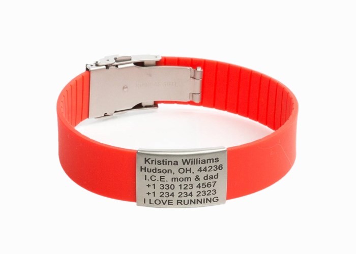 QR Silicone Medical ID Bracelets Metal Plate Engraved With Metal Clasp