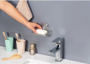 Wholesale Plastic Soap Dish Holder Self Adhesive Soap Dish Wall Mounted, Bar Soap Sponge Holder for Shower, Bathroom, Tub from china suppliers