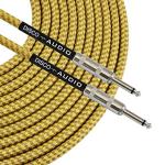 10 Foot Guitar Instrument Cable 1/4 Inch TS to 1/4 Inch TS 10-FT Brown Yellow