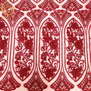 Wholesale Red 3D Beaded Lace Fabric Handmade Embroidery With Sequins from china suppliers