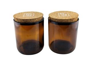 Wholesale Decorative Amber Candle Holder Glass Candle Jars With Cork Lid For Candle Making from china suppliers