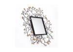 Square Metal Framed Elegant Floral Decorative Wall Art Mirror For Home