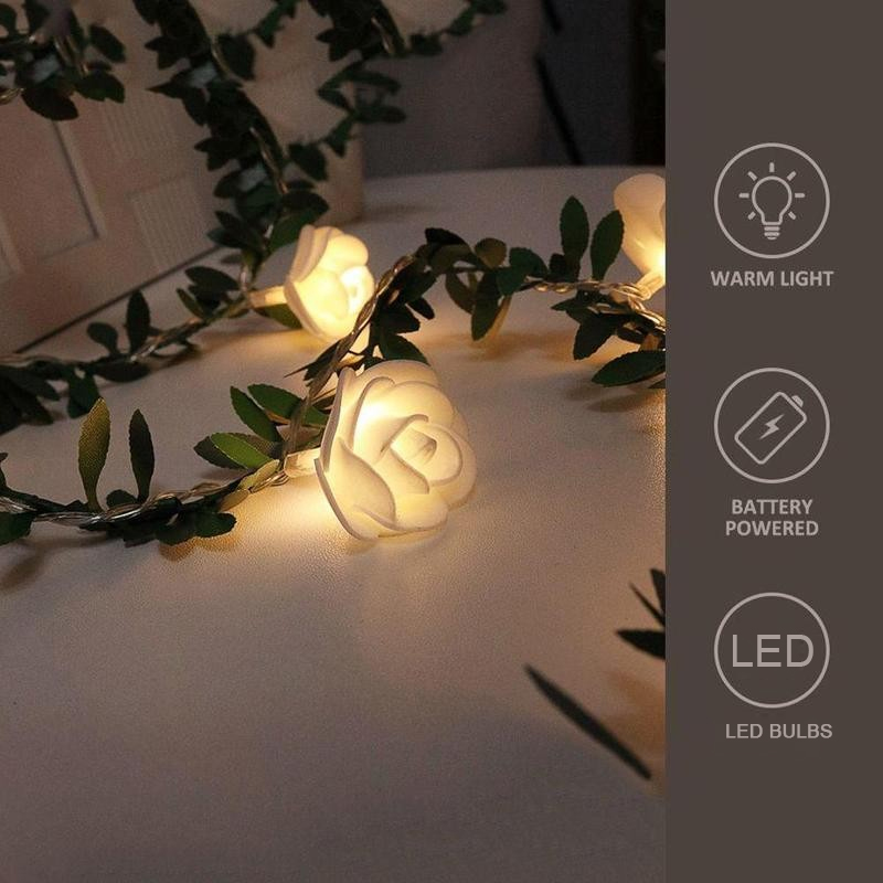 1.5/3/4.5/6M LED Garland Artificial Flower Bouquet String Lights Foam Rose Fairy Lights For Valentine's Day Wedding Decoration