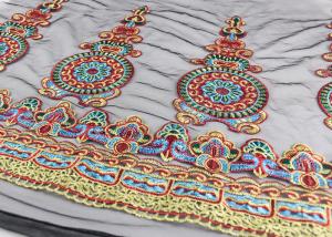 Wholesale 47 Inches Dresses Multi Colored Lace Fabric , Polyester Embroidered Floral Tulle Fabric from china suppliers