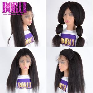 Wholesale BORUI Indian Preplucked Kinky Straight Human Hair Transparent Swiss Lace Front Wigs from china suppliers