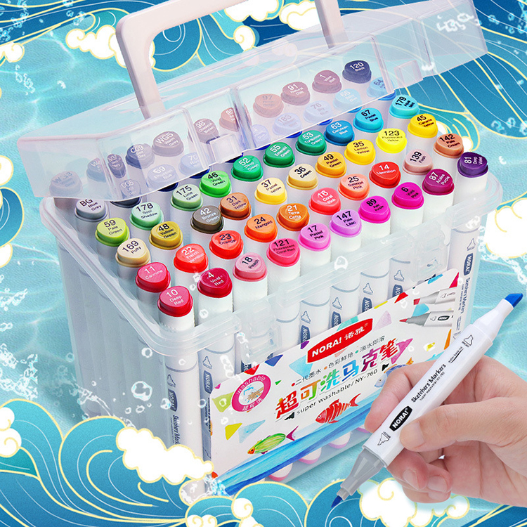 36 Color Kids Art Drawing Pen Double Brush Non-Toxic and Safe Oil Marker Easy to Wash