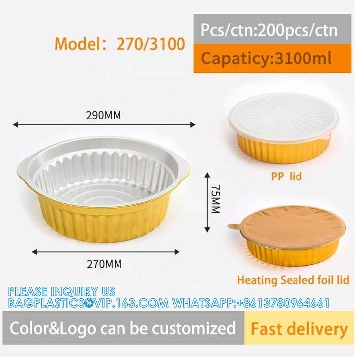 180mm Diameter 1130ml Oblong Take-Out Foil Pan Ovenable Aluminum Foil Pan Container With Lid And Aluminium Foil Food