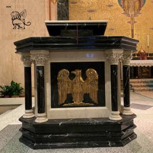 Wholesale Black Marble Pope Pulpit Table Natural Stone Religious Church Altar Podium Western Style Divine from china suppliers