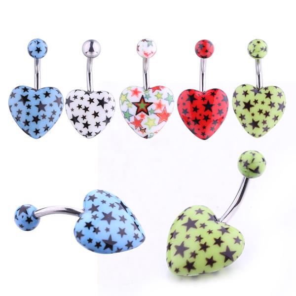New arrival heart shape belly ring piercing jewelry 14G surgical steel navel