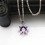 925 Sterling Silver Amethyst Cubic Zircon Pendant Jewelry (E06J)