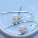 925 Sterling Silver Imitation Pearl Drop Earrings (XH05575)
