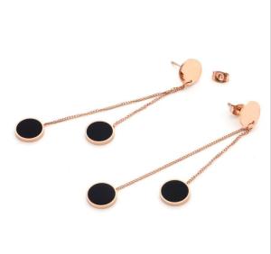 Wholesale Long Tassel Stainless Steel Earring, High-end Black Drop Earring for Girls Long Dangle Fashion Jewelry from china suppliers