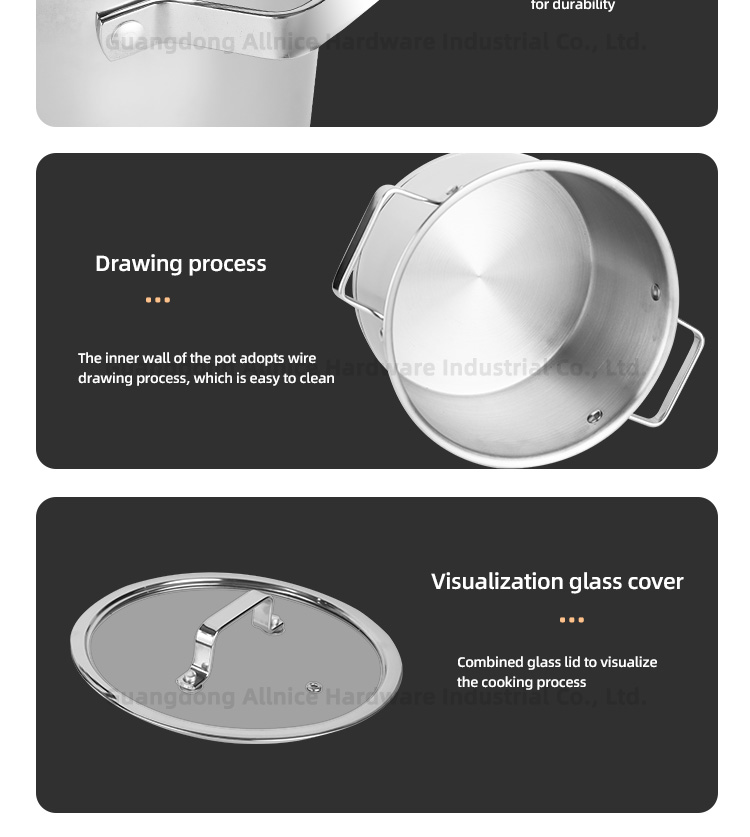 High Quality Kitchenware 6 Pcs Stainless Steel Soup Pot Set Cookware Set With Glass Lid