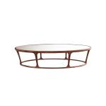 Luxury Small Glass Top Side Table Ellipse Shape Mortise And Tenon Joint Base