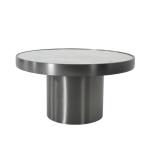 Round White Marble And Metal Accent Table Stainless Steel Base