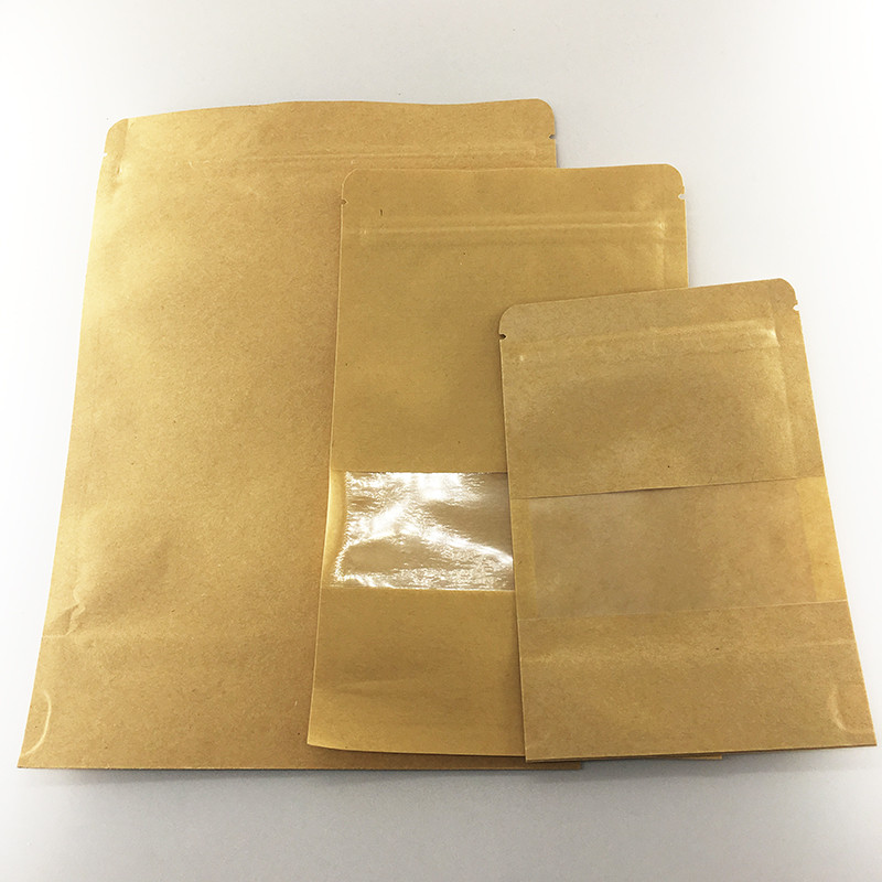 Eco friendly Snack Food Spices Packaging Kraft Paper Plastic Zip Lock Bag