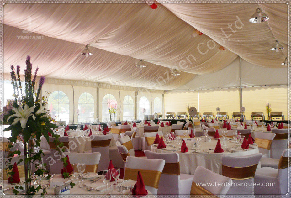 Transparent Glass Wall Aluminum Profile Wedding Event Tent , White Roof Lining Decoration