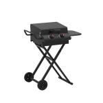 90*80*53cm Black Steel Portable Outdoor Cool Camping Gas Grill With Small Wheels
