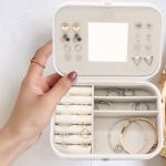 Portable Square Mini Jewelry Travel Case Rings Earrings Necklace Wedding Party