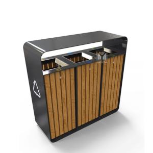 Wholesale 3 Compartment 40L 10.5gal Outdoor Wooden Trash Can from china suppliers