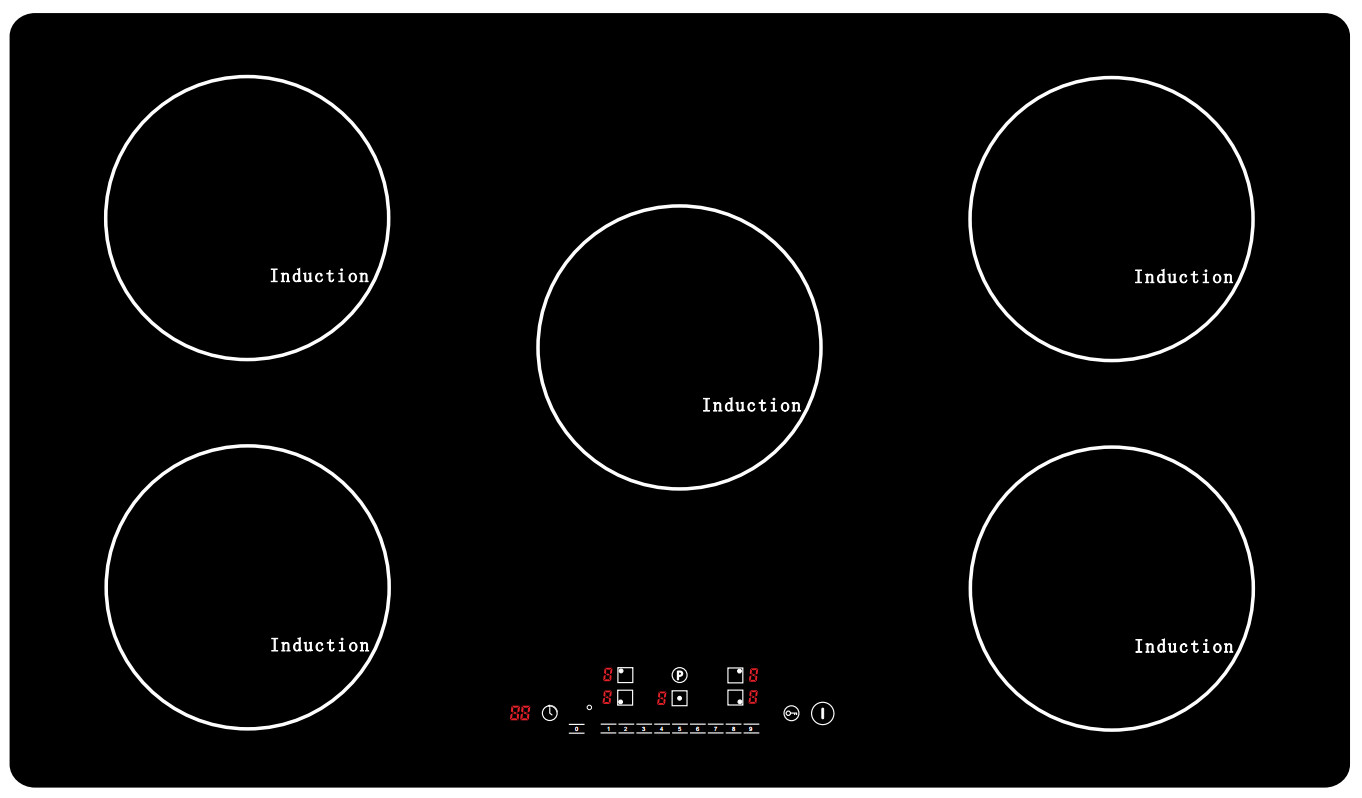 Classy cook 900×520×65mm Five Ring Induction Hob