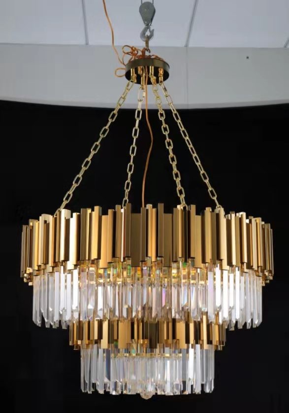 Large Crystal LED Chandelier Luxury K9 Crystal Hanging Light Living Room Pendant Lamp