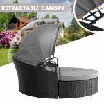 Modern Hotel Outdoor Furniture Patio Rattan Round Flip Top Daybed With Canopy