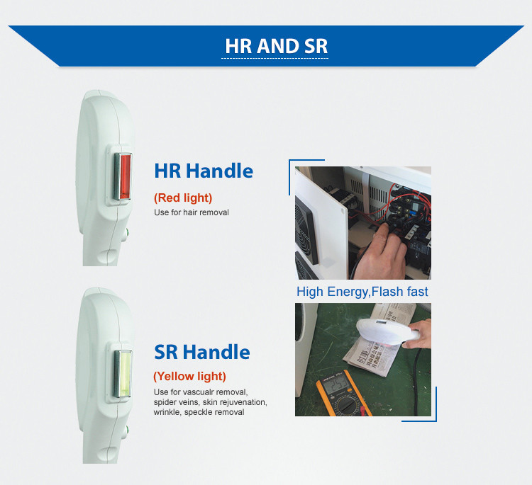 Dual E Light Rf Handles Opt Shr Ipl Machine Hair Remover For Thin Hair