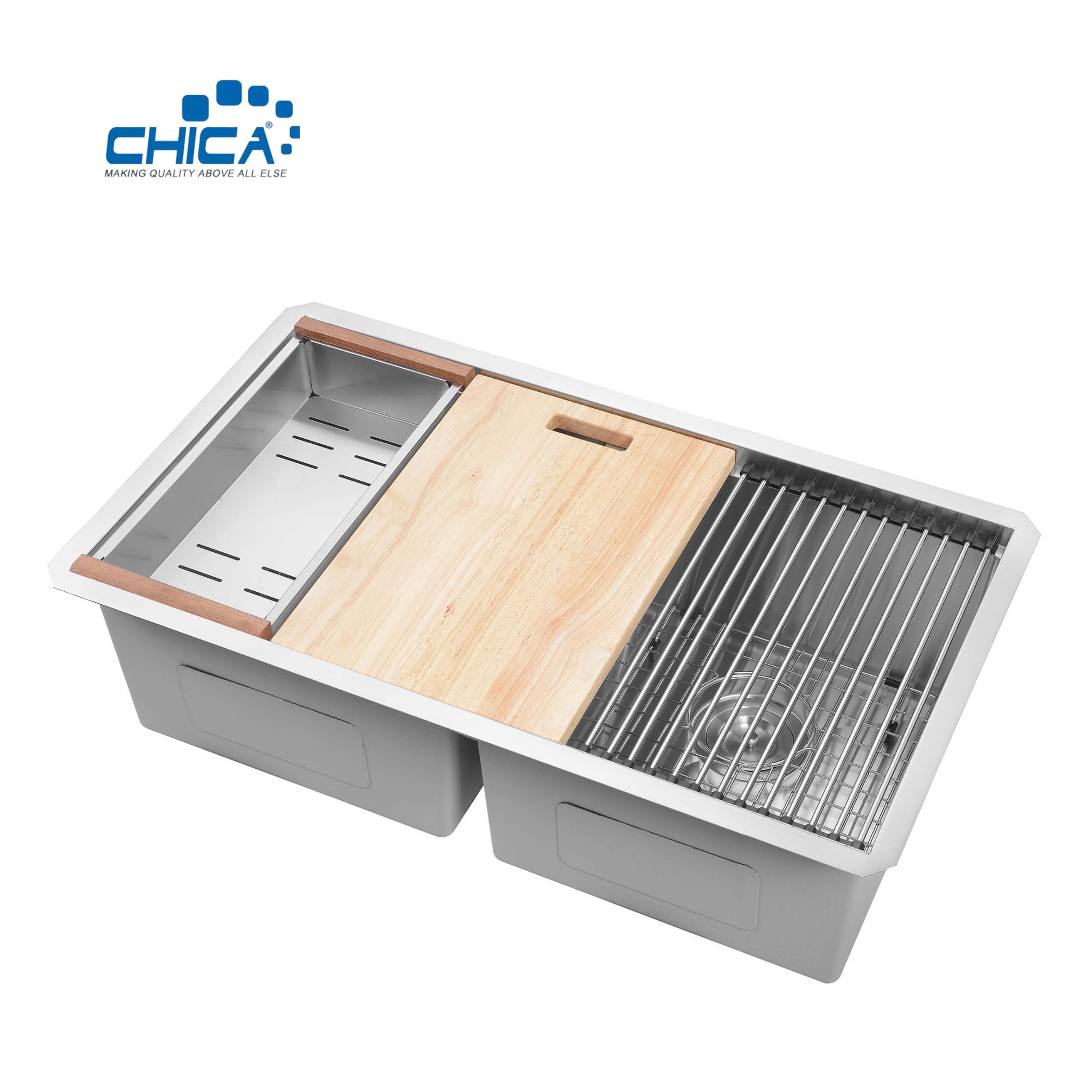 carton pallet double bowl SUS304 corner sink commercial stainless steel sink topmount handmade house sink