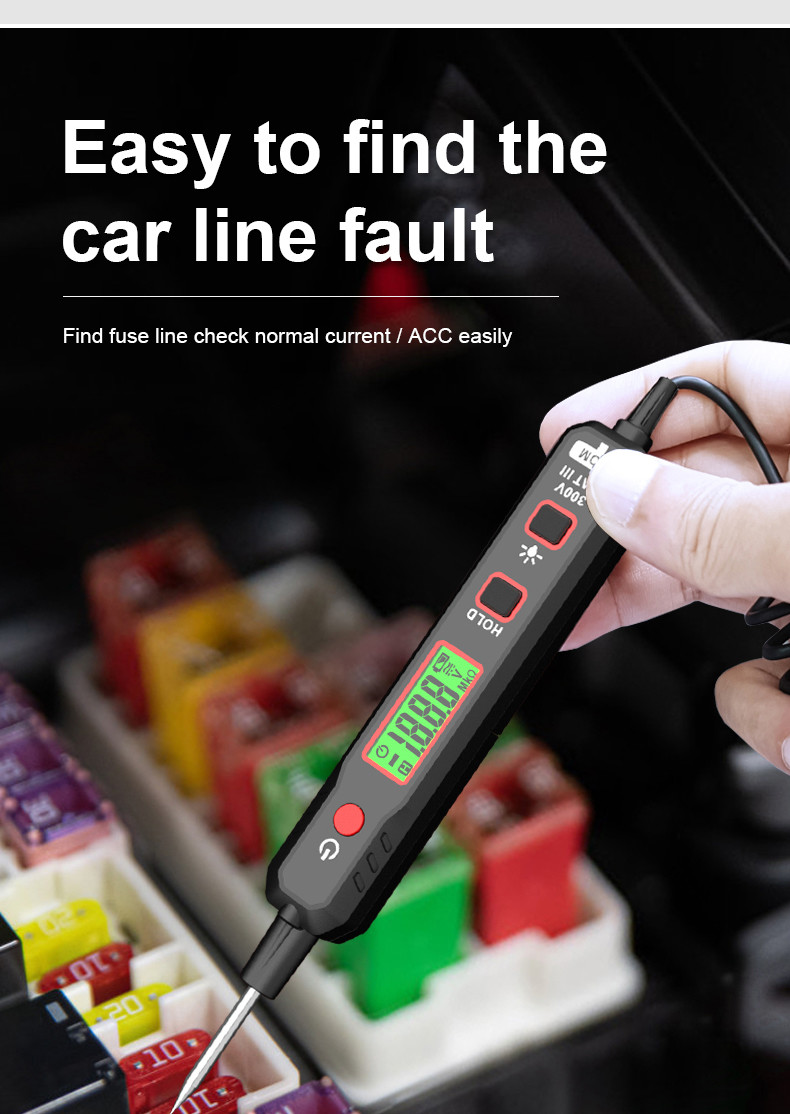 HT86A Car Voltage Detector Pen Non Contact Voltage Tester Continuity Resistance Ohm Meter Car Fault Circuit Test Pencil