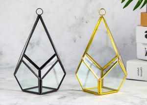 Wholesale Black gold color diamond shaped greenhouse glass artifact lamp cover water drop decoration from china suppliers