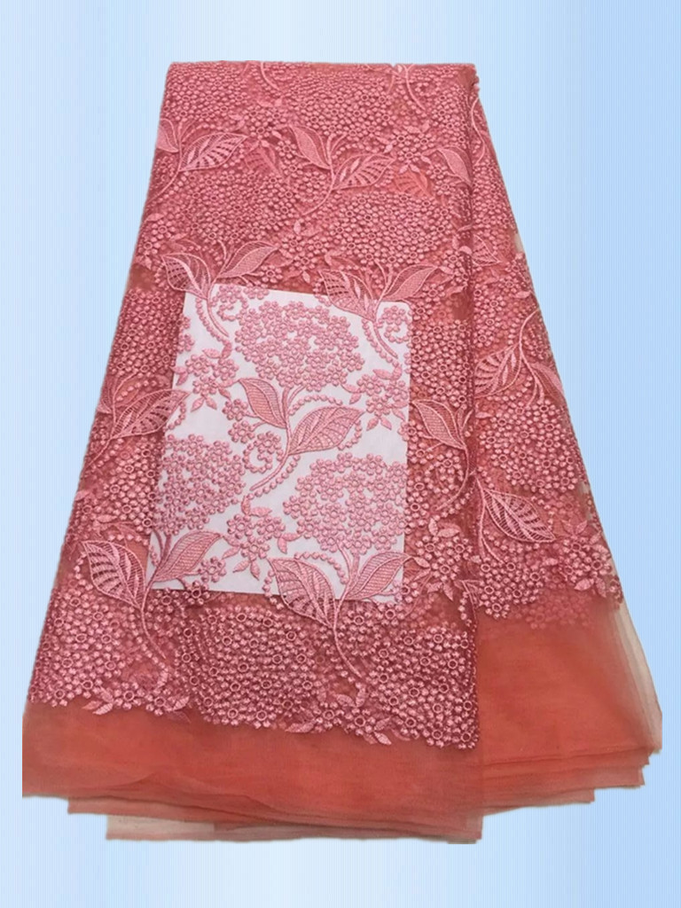 African Lace Fabric 2017 High Quality Lace Peach Tulle Styles Embroidery Laces for Wholesale with different color