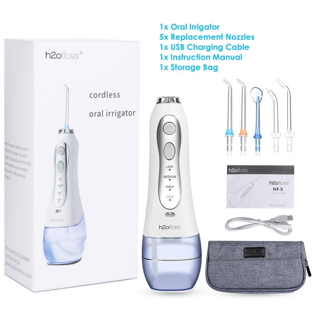 Dental Cleaner IPX7 Cordless Water Flosser 300ml Rechargeable Water Flosser Teeth Cleaner
