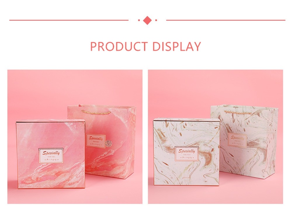 Custom Logo Marble Printing Birthday Gift Box With Paper Bag handmade Rigid Boxes
